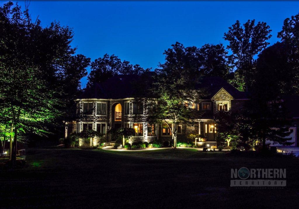 Front view of house lighting at the estate